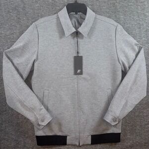 J Ferrar Mens Gray Twill Bomber Jacket Full Zip Collared Size Small NEW
